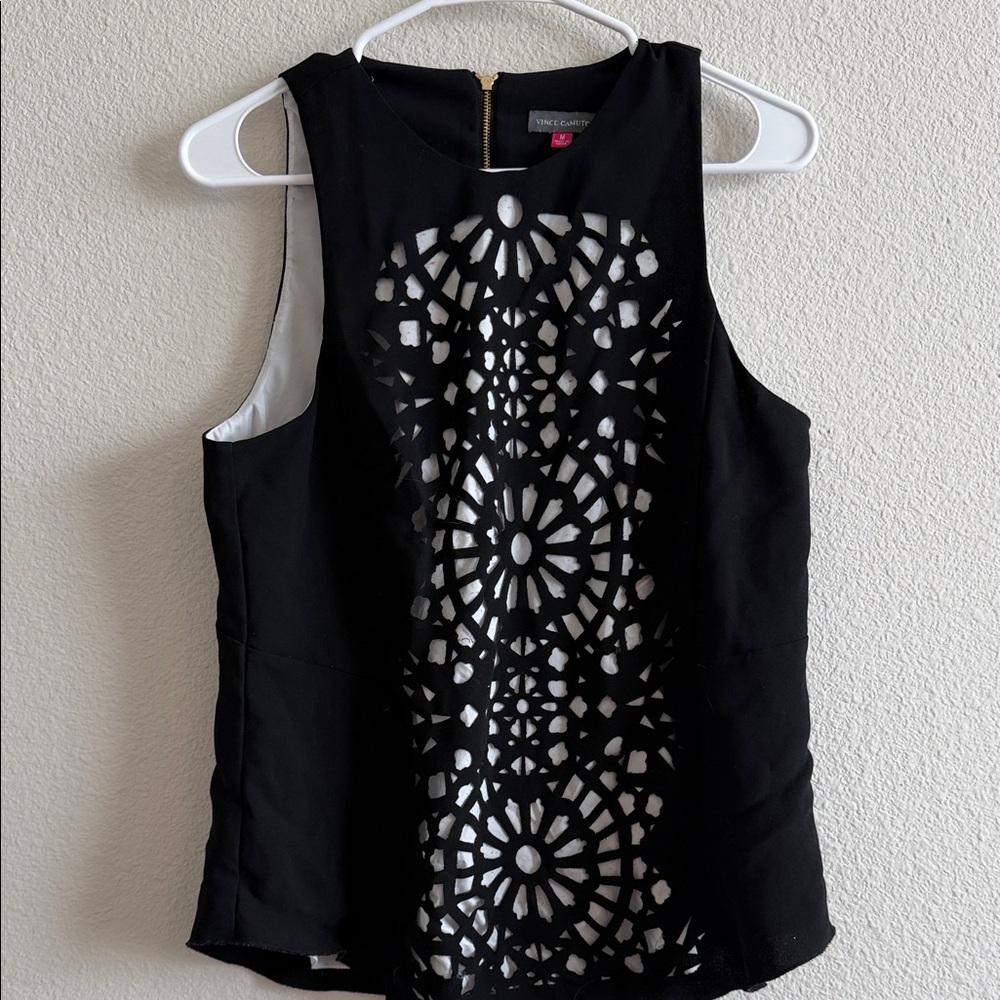 Vince Camuto Sleeveless Top with Geometric Cutouts